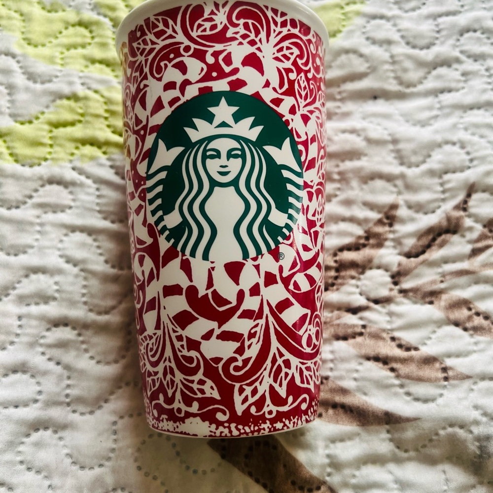 Starbucks Red and White Patterned Tumbler